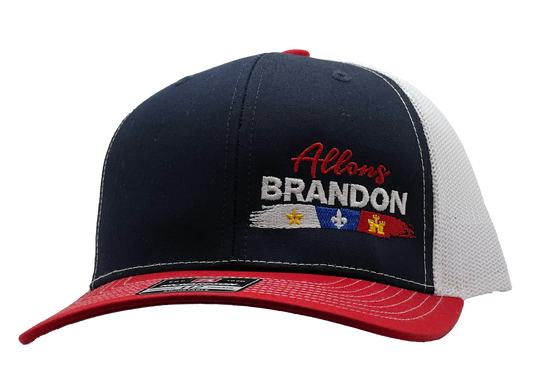 Allons BRANDON Ball Cap - Blue w/ Red bill (White snap back)