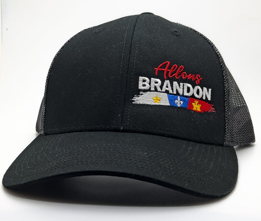 Allons BRANDON Ball Cap - Black w/ Black bill (Dark US flag snap back)