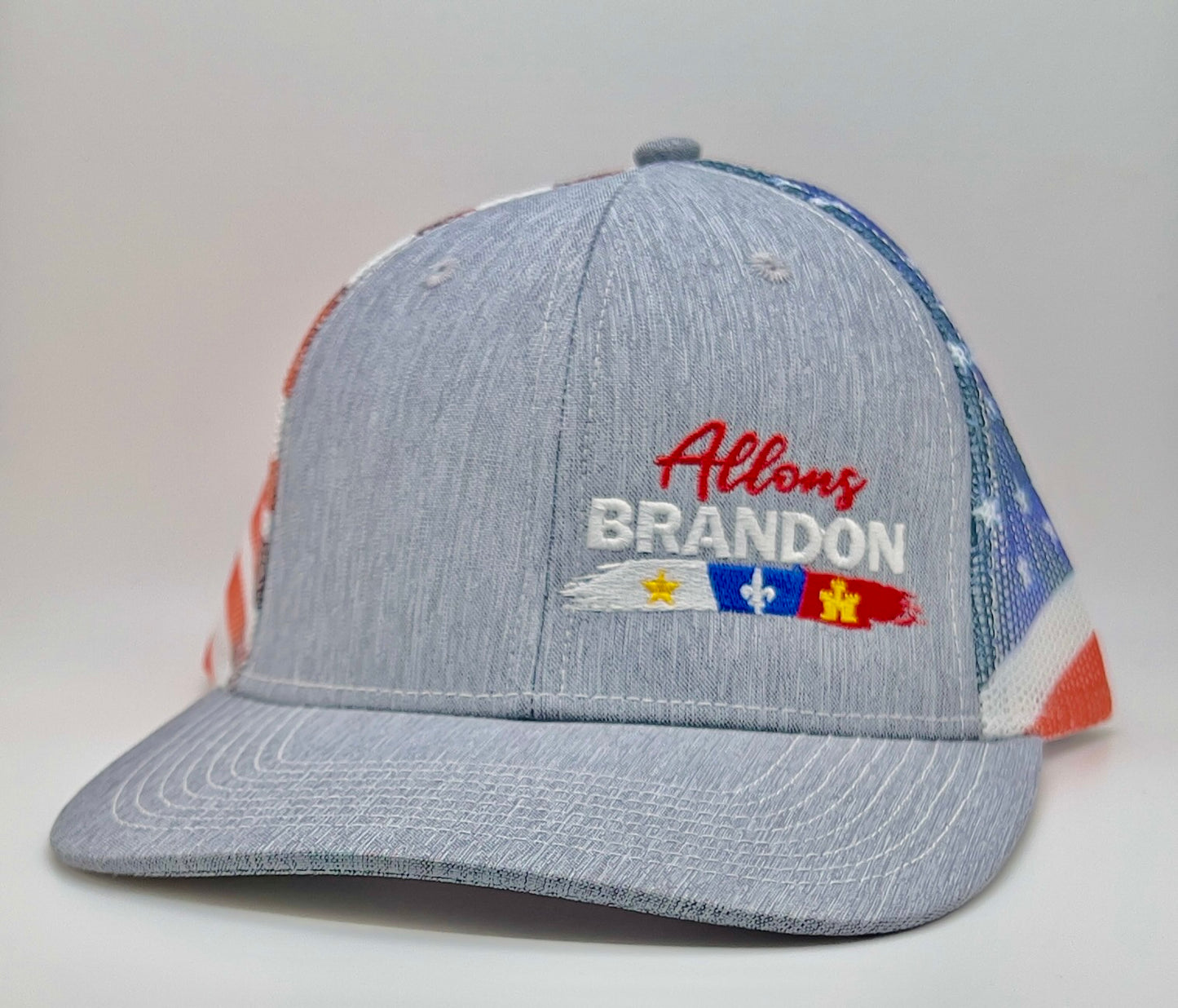 Allons BRANDON Ball Cap - Heathered Gray w/ Gray bill (US flag snap back)