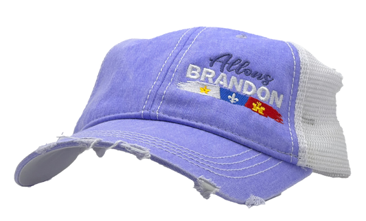 Allons BRANDON Ponytail Distressed Ball Cap - LAVENDER/WHITE